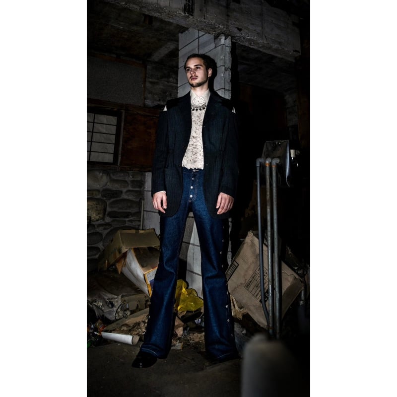 Side snap bell-bottom denim【Indigo】 | SHIKITARI Side snap bell-bottom denim【Indigo】 | SHIKITARI