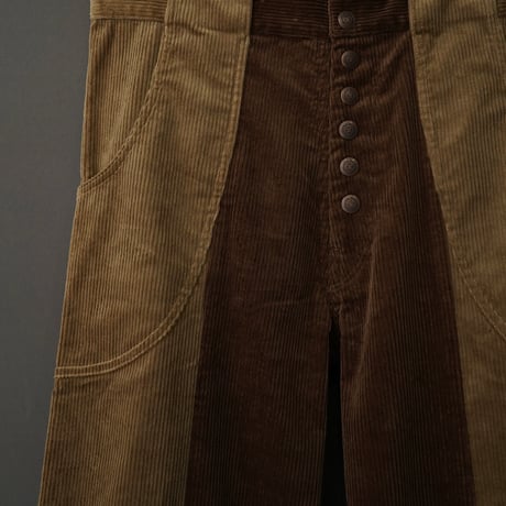 WIDE FLARE CORDUROY PANTS【BROWN×BEIGE】