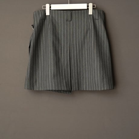 STRIPE WRAP SKIRT "Short"【GRAY】