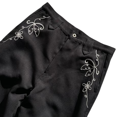 <White stitch>Western wide straight pants