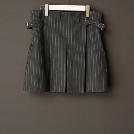 STRIPE WRAP SKIRT "Short"【GRAY】