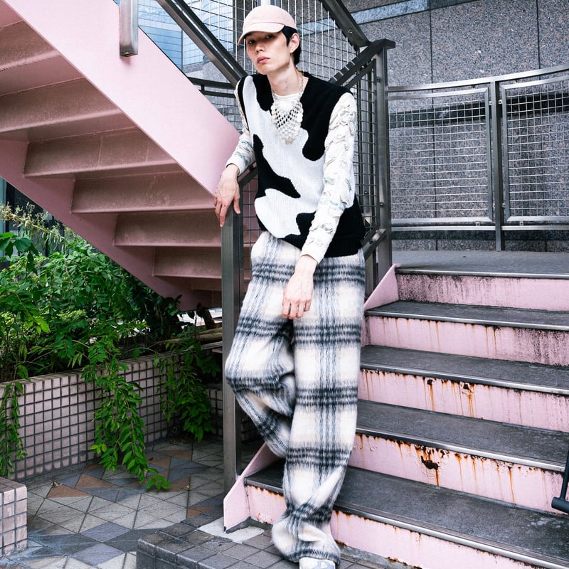 SHAGGY CHECK PANTS【BLUE】 | SHIKITARI