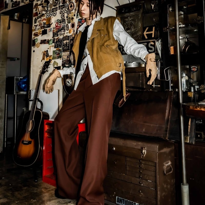 PINTUCK MEGA FLARE SLACKS 【BROWN】 | SHIKITARI PINTUCK MEGA FLARE SLACKS 【BROWN】 | SHIKITARI