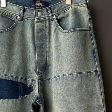 FADED WIDE DENIM PANTS