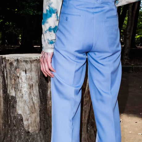 PINTUCK MEGA FLARE SLACKS 【BLUE】