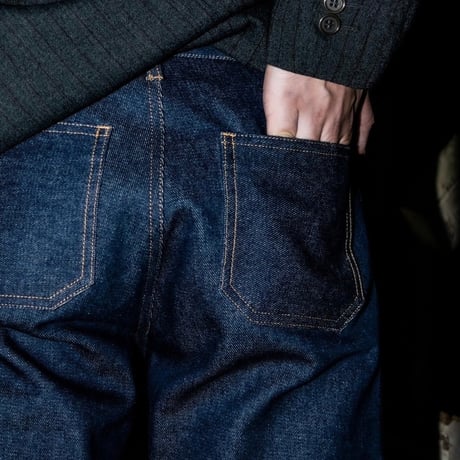 Side snap bell-bottom denim【Indigo】
