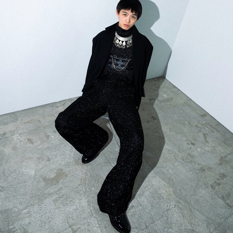 SPARKLE LAME TWEED PANTS【BLACK】 | SHIKITARI SPARKLE LAME TWEED PANTS【BLACK】 | SHIKITARI