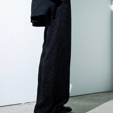 SPARKLE LAME TWEED PANTS【BLACK】