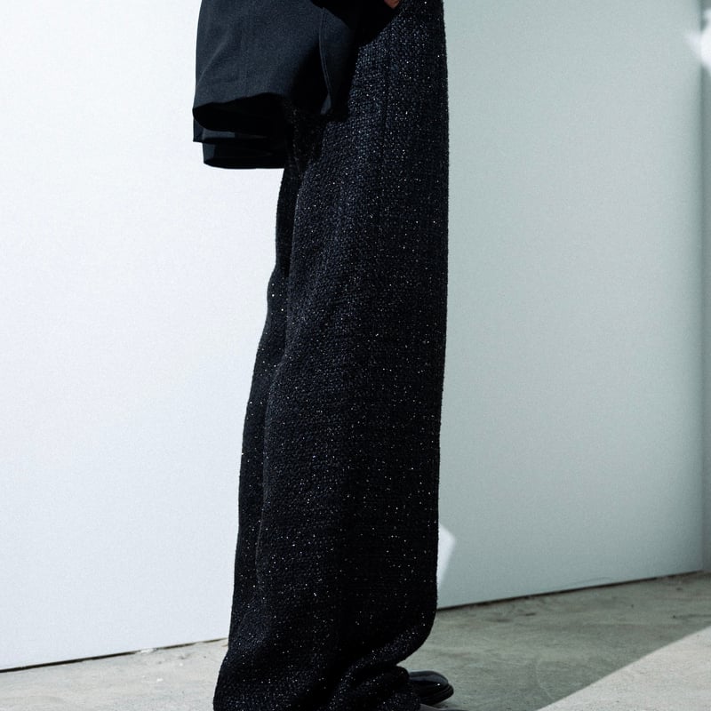 本物 TWEED LAME SPARKLE PANTS【BLACK】 SHIKITARI | パンツ 本物 TWEED LAME SPARKLE PANTS【BLACK】 SHIKITARI | パンツ