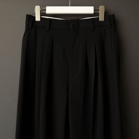 MIX TUCK DESIGN WIDE SLACKS【BLACK】