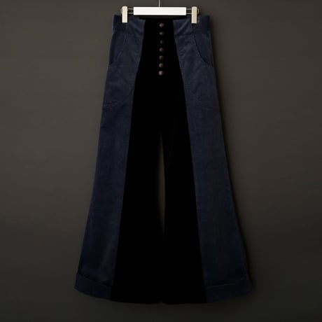 WIDE FLARE CORDUROY PANTS【BLUE×BLACK】