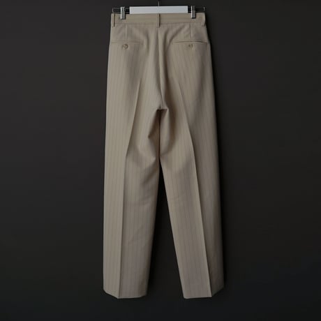 MIX TUCK DESIGN WIDE STRIPE SLACKS【OFF WHITE】
