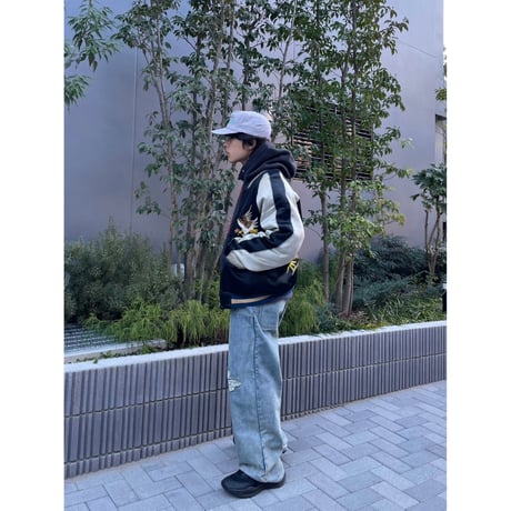 FADED WIDE DENIM PANTS