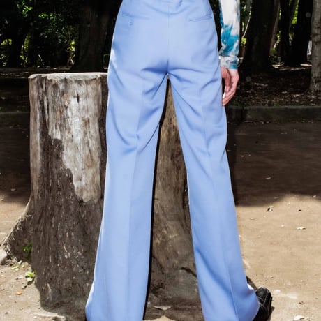 PINTUCK MEGA FLARE SLACKS 【BLUE】