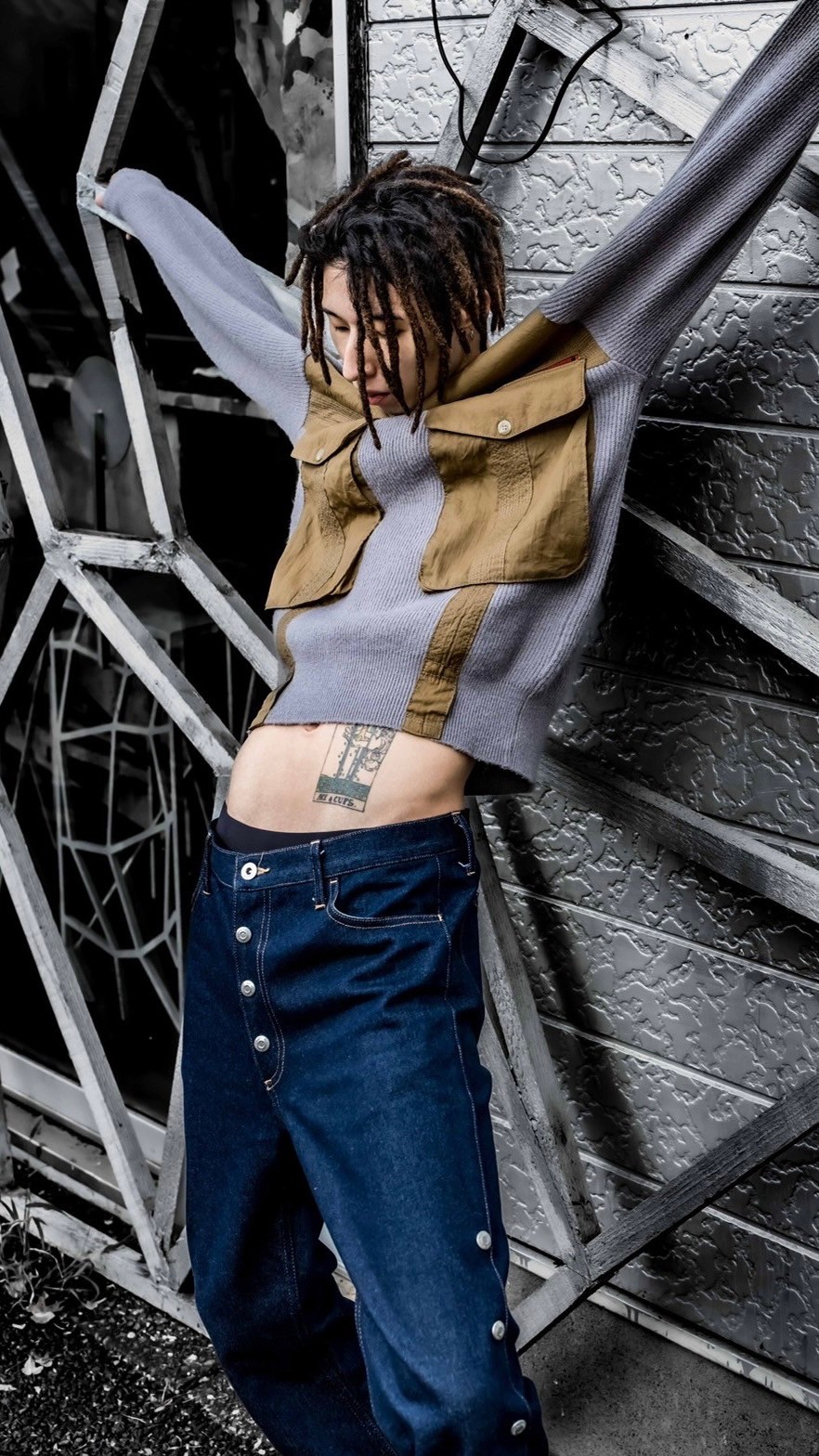 Side snap bell-bottom denim【Indigo】 | SHIKITARI
