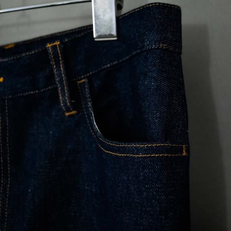 Side snap bell-bottom denim【Indigo】