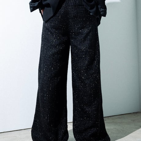 SPARKLE LAME TWEED PANTS【BLACK】
