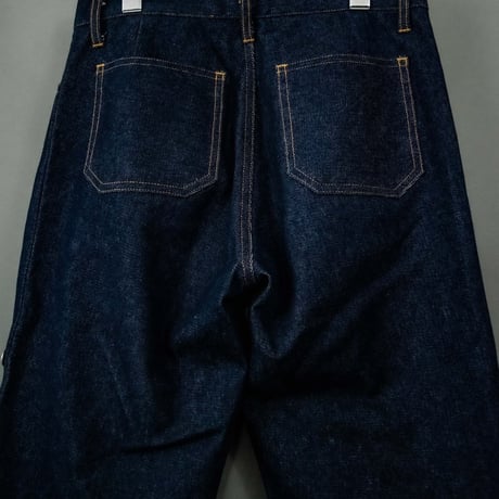 Side snap bell-bottom denim【Indigo】