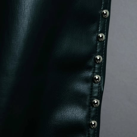STUDDED LEATHER PANTS 【GREEN】