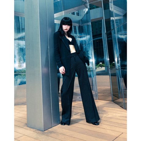 STRIPE FLARE SLACKS【GRAY】