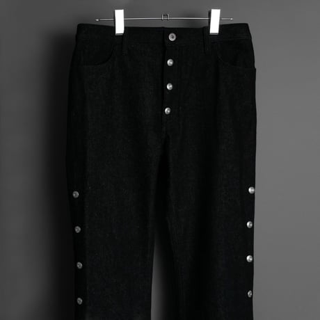 Side snap bell-bottom denim【Black】