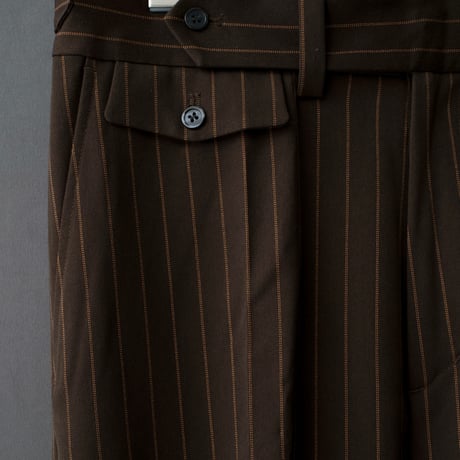 STRIPE FLARE SLACKS【BROWN】