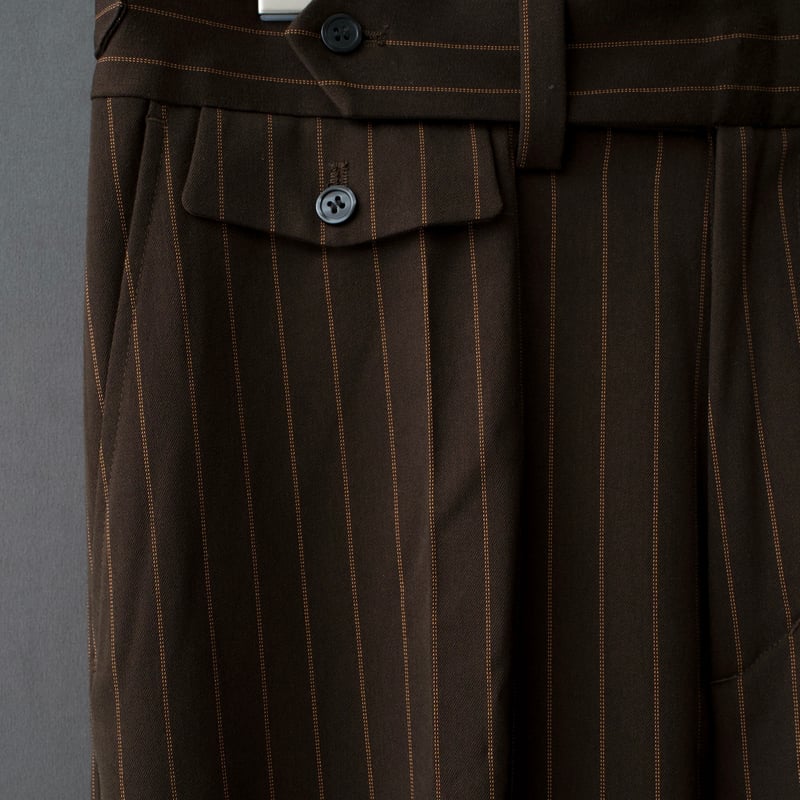 STRIPE FLARE SLACKS【BROWN】 | SHIKITARI