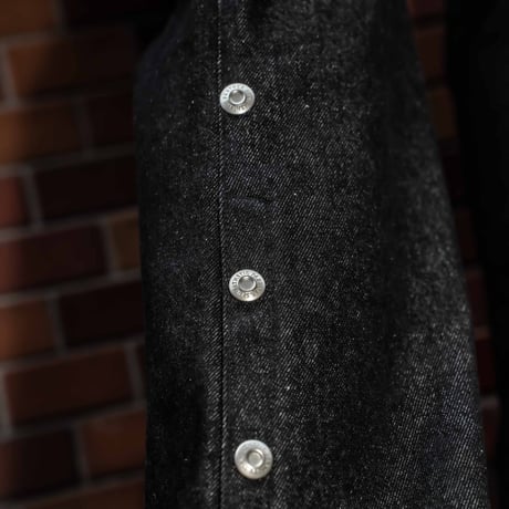 Side snap bell-bottom denim【Black】