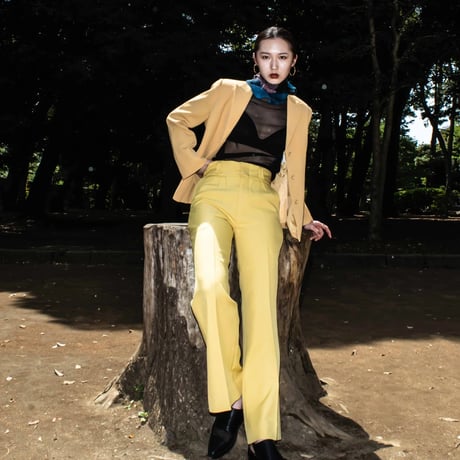 PINTUCK MEGA FLARE SLACKS 【YELLOW】