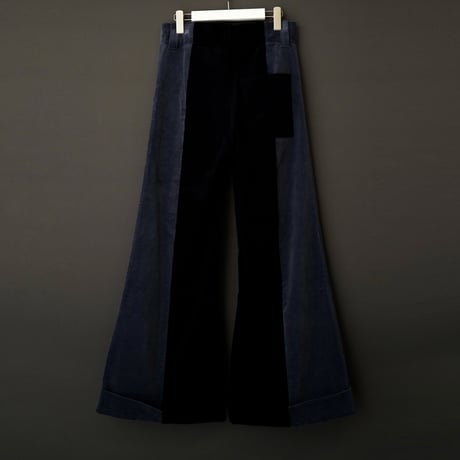 WIDE FLARE CORDUROY PANTS【BLUE×BLACK】