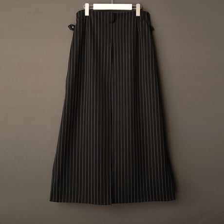 STRIPE WRAP SKIRT "Long"【BLACK】