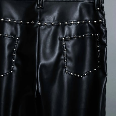 STUDDED LEATHER PANTS 【BLACK】