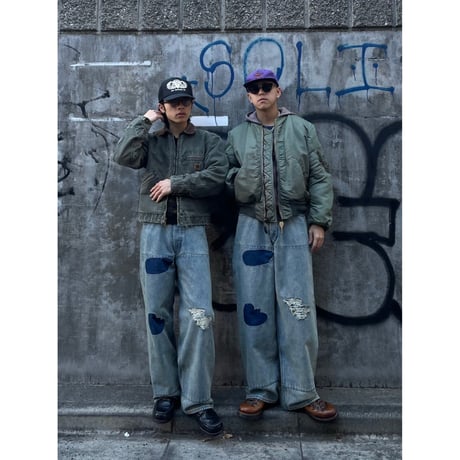 FADED WIDE DENIM PANTS