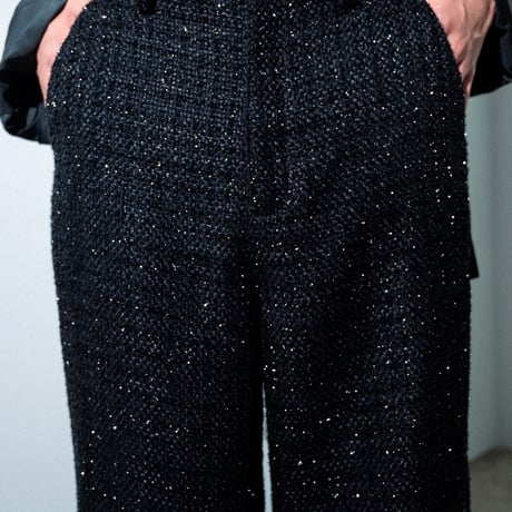 SPARKLE LAME TWEED PANTS【BLACK】