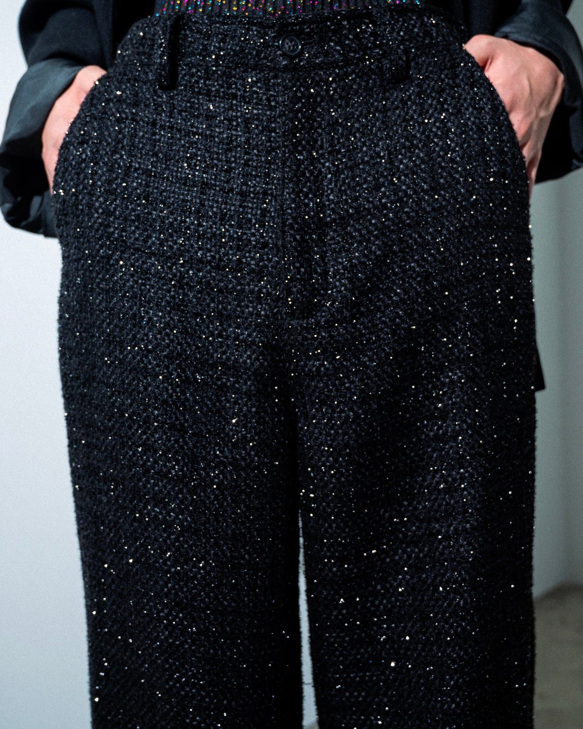 パンツ SHIKITARI SPARKLE LAME TWEED PANTS BLACK fit=scale-down,w=1200