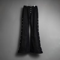Side snap bell-bottom denim【Black】
