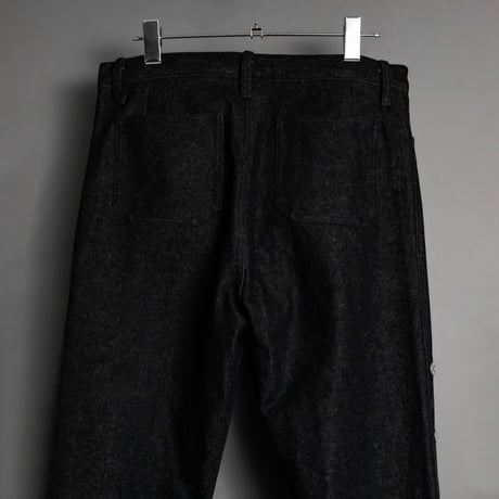 Side snap bell-bottom denim【Black】