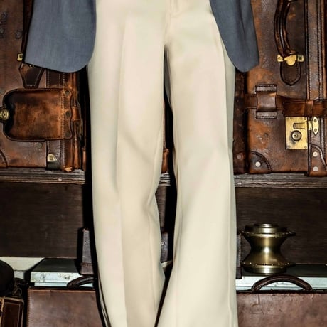 PINTUCK MEGA FLARE SLACKS 【BEIGE】