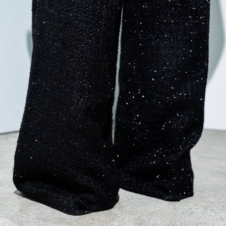 SPARKLE LAME TWEED PANTS【BLACK】