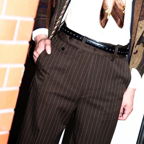 STRIPE FLARE SLACKS【GRAY】