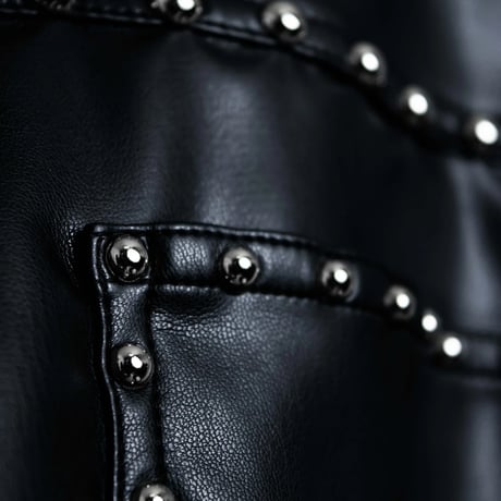 STUDDED LEATHER PANTS 【BLACK】
