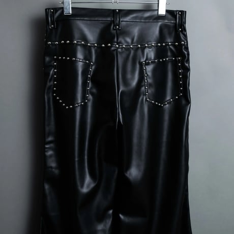 STUDDED LEATHER PANTS 【BLACK】