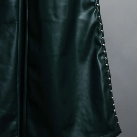 STUDDED LEATHER PANTS 【GREEN】