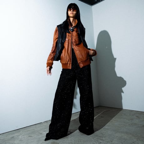 SPARKLE LAME TWEED PANTS【BLACK】