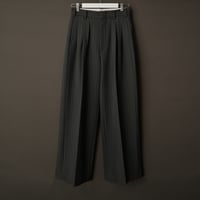 MIX TUCK DESIGN WIDE STRIPE SLACKS【GRAY】 | SHIK