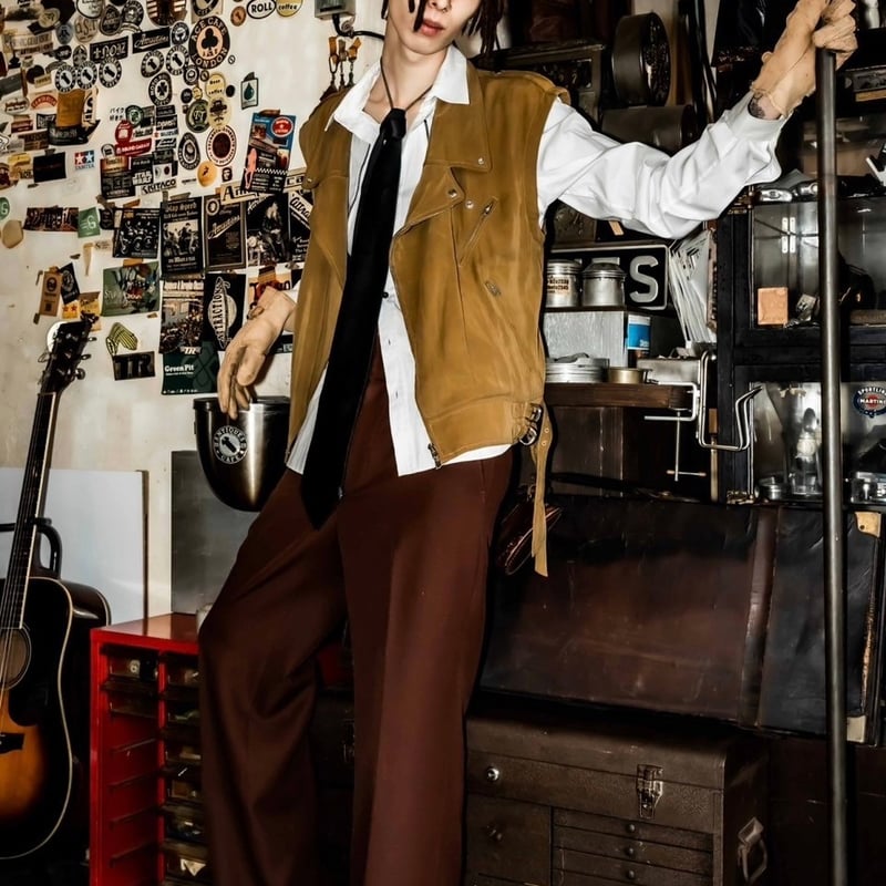 Shikitari メガ フレア スラックス ブラウン PINTUCK MEGA FLARE SLACKS 【BROWN】 | SHIKITARI