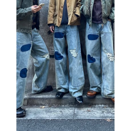 FADED WIDE DENIM PANTS