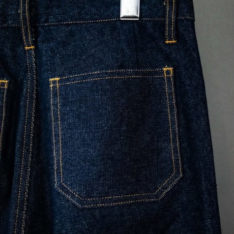 Side snap bell-bottom denim【Indigo】