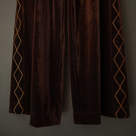 EMBROIDERY VELOUR WIDE PANTS【BROWN】