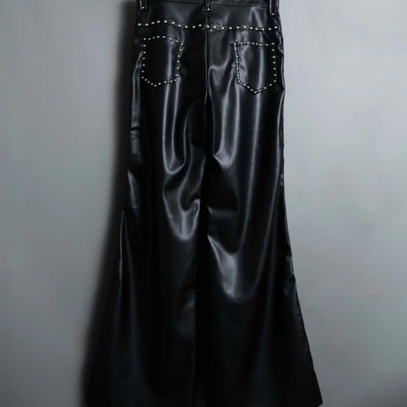 STUDDED LEATHER PANTS 【BLACK】